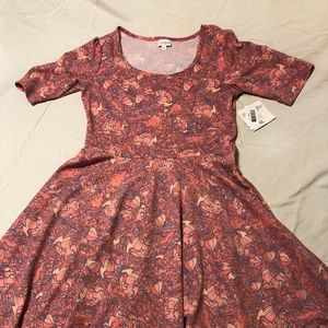 Lularoe Nicole dress-peach & blue gray New w.tags